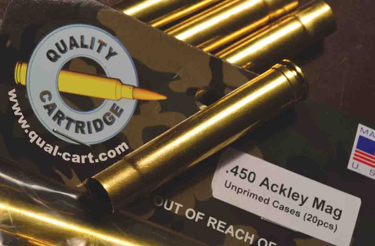 In some African countries, it is important that the cartridge headstamp match the rifle. This can be a critical concern with wildcat cartridges, like the .450 Ackley. Quality Cartridge specializes in wildcat, obsolete and hard-to-find calibers.